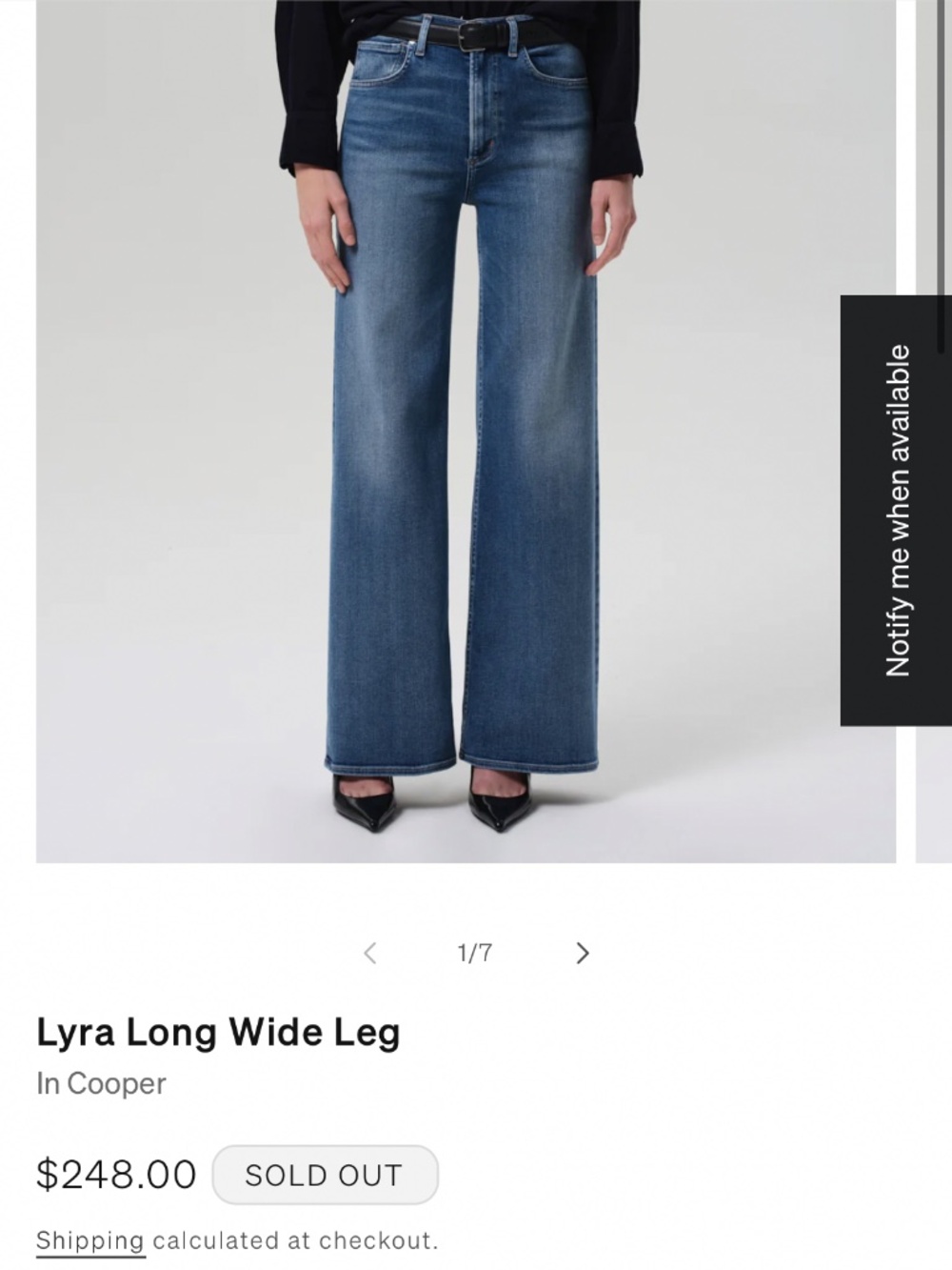 NWT Citizens of Humanity Lyra Wide Leg jeans. Size 24
